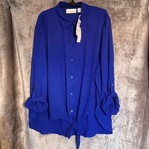 NWT Chico’s Size 3 (16) Oversized Flare Krissy Long Sleeve Flash Mysterious Blue